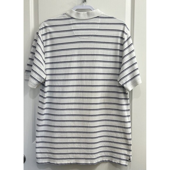 IZOD Mens White Blue Striped Short Sleeve Polo XL‎ - Picture 5 of 11